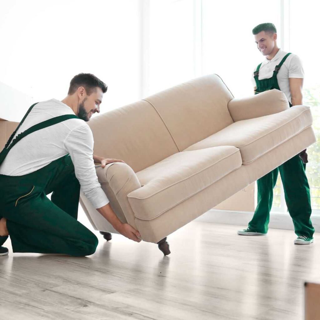 Movers and packers team packing furniture for safe transport in Dubai